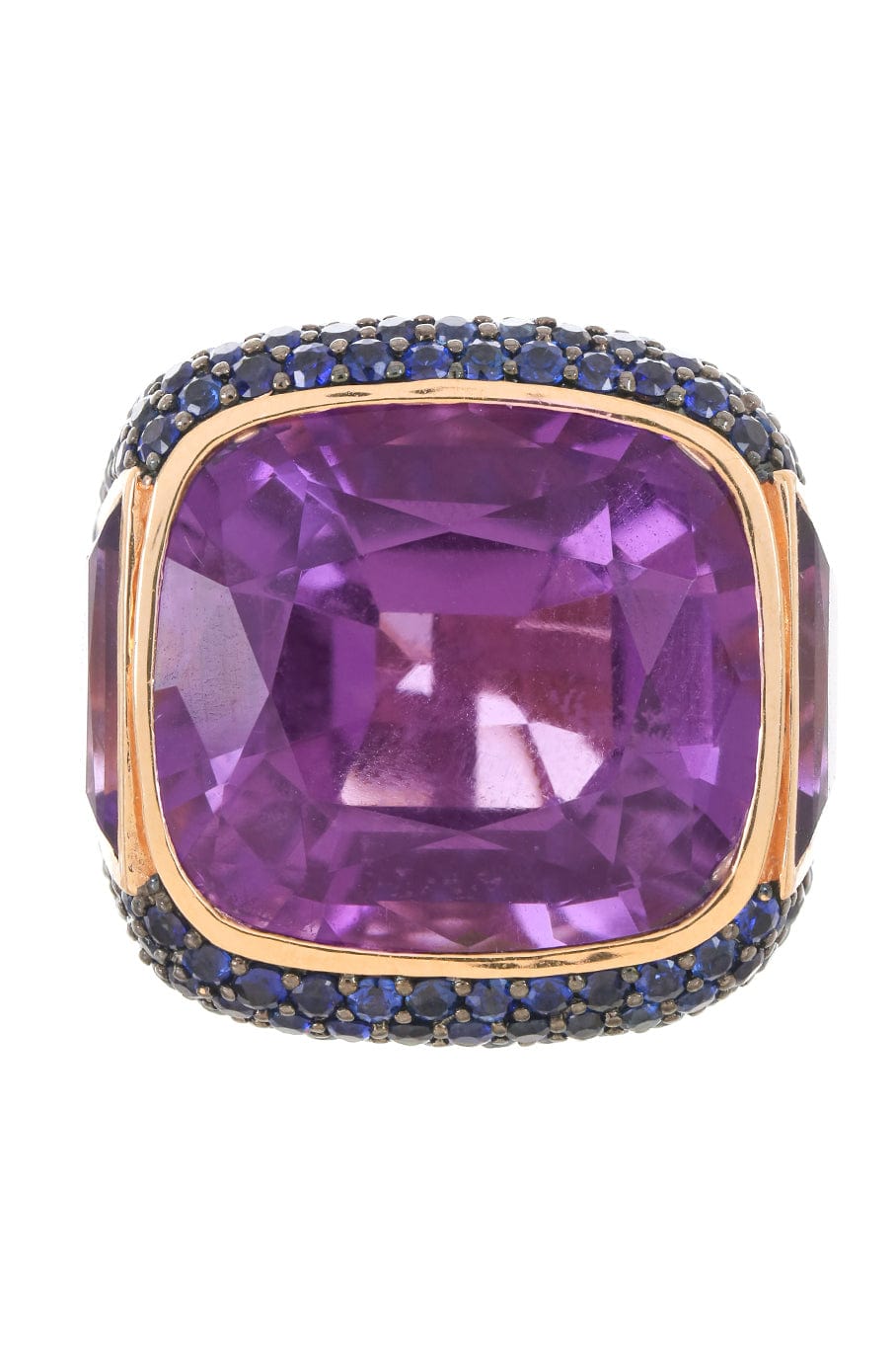 PIRANESI-Amethyst and Blue Sapphire Cushion Ring-ROSE GOLD