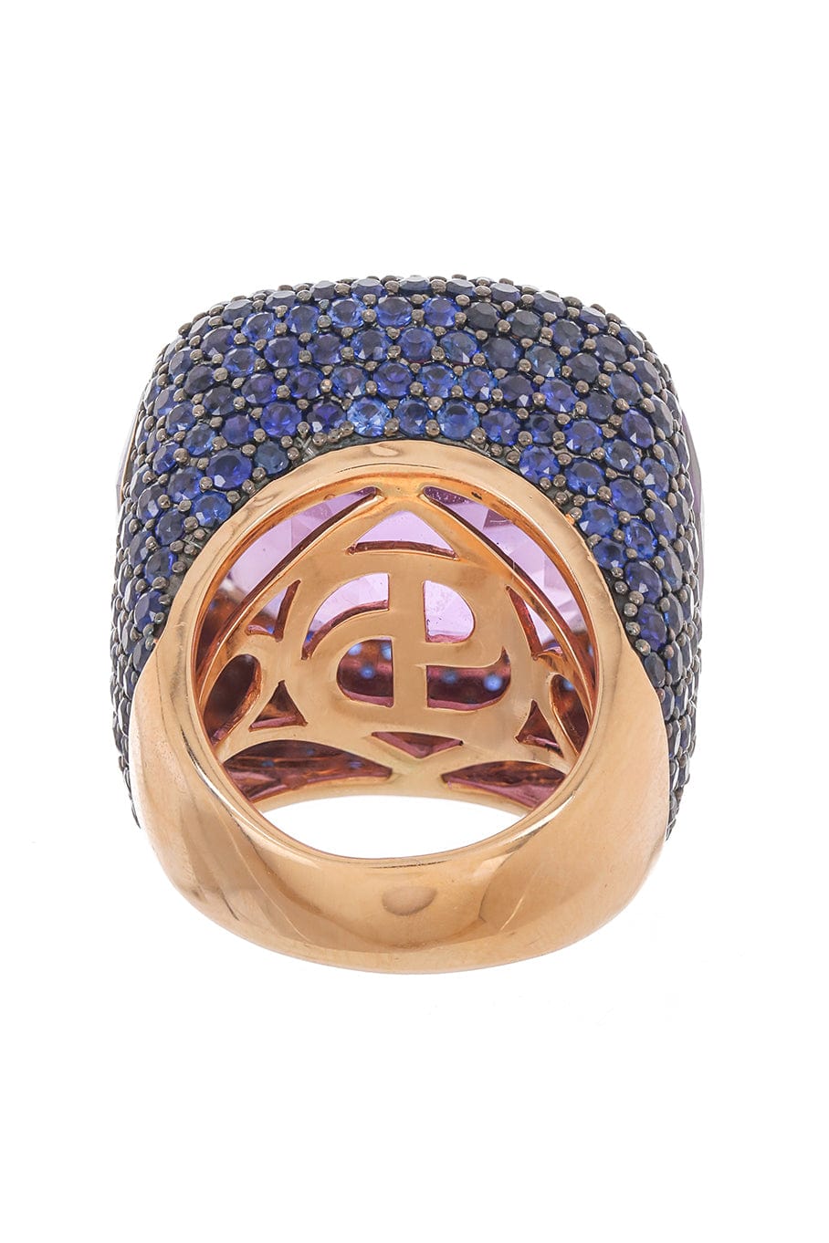 PIRANESI-Amethyst and Blue Sapphire Cushion Ring-ROSE GOLD