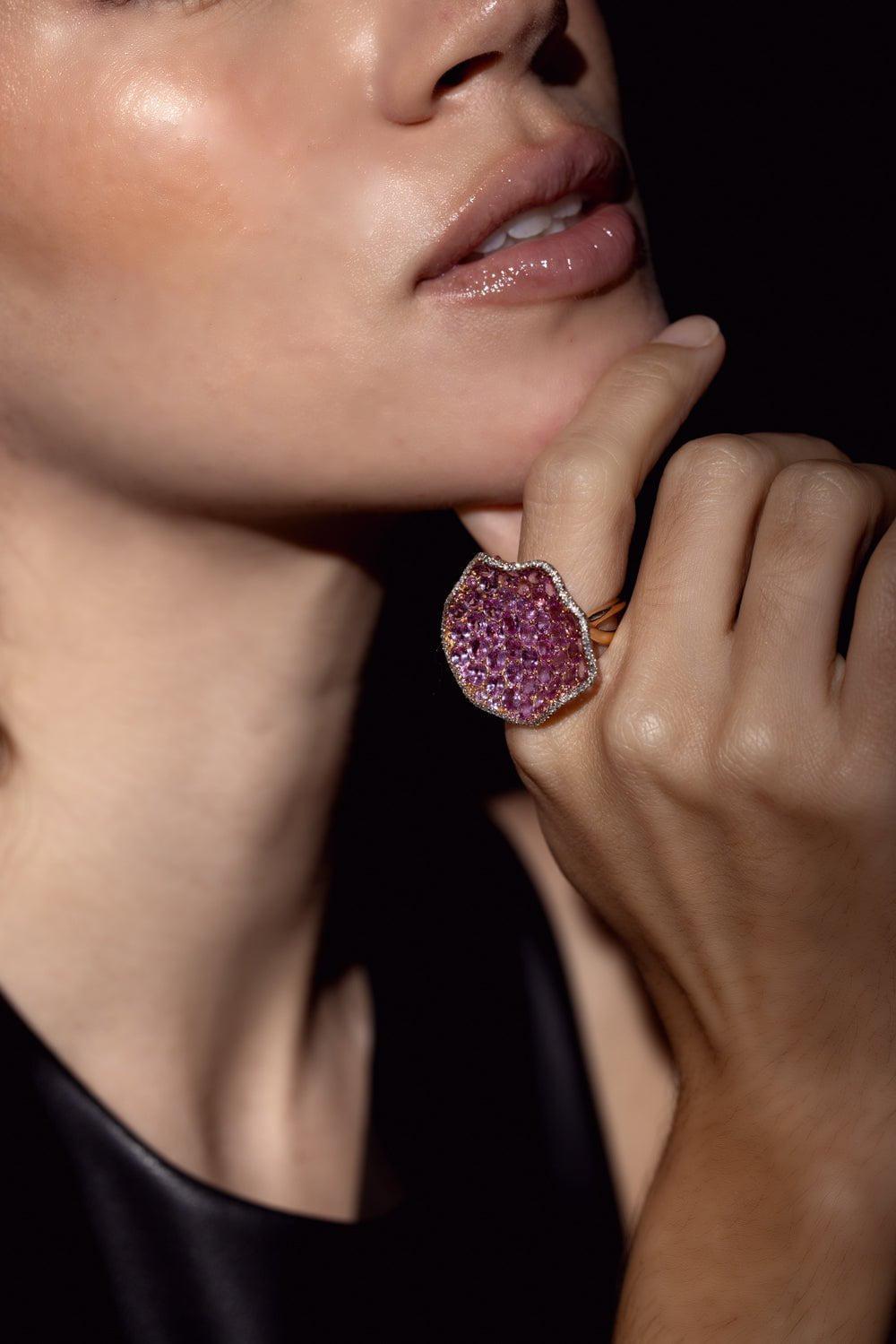 PIRANESI-Large Pink Sapphire Ring-ROSE GOLD