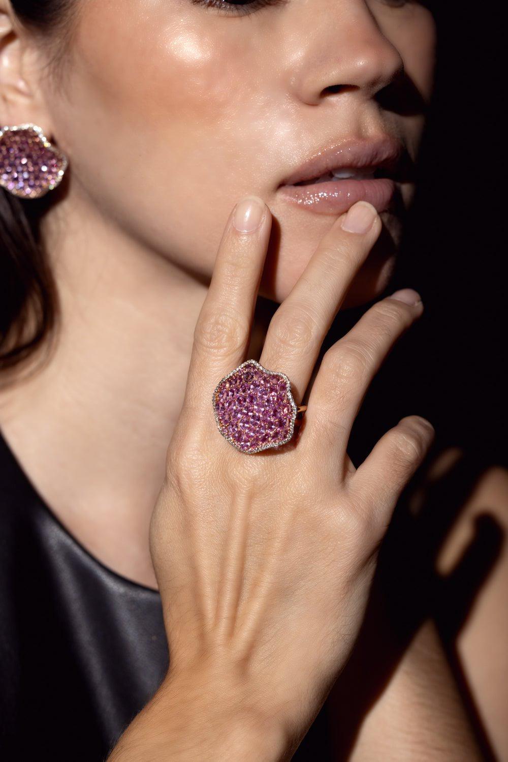 PIRANESI-Large Pink Sapphire Ring-ROSE GOLD