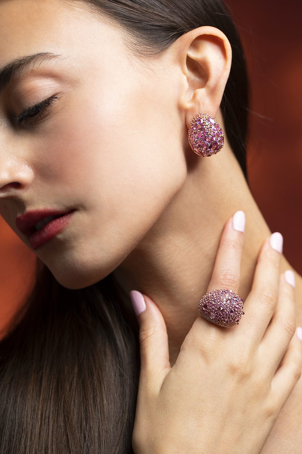 PIRANESI-Pink Sapphire Dome Ring-ROSE GOLD