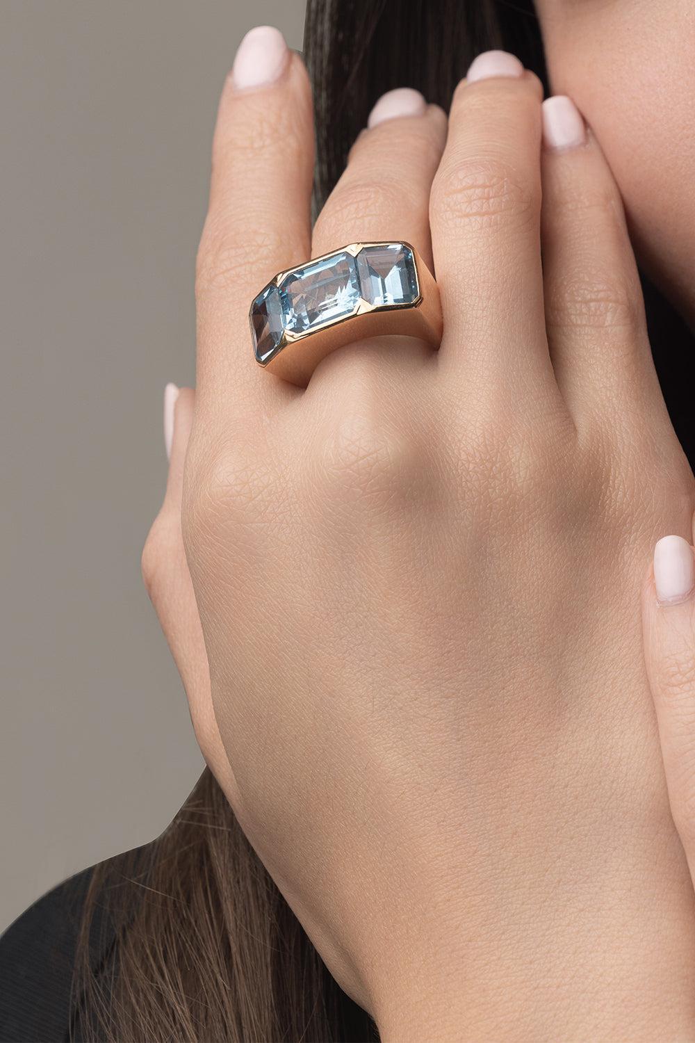 Three Stone Blue Topaz Ring-ROSE GOLD-7-JEWELRYFINE JEWELRING-PIRANESI