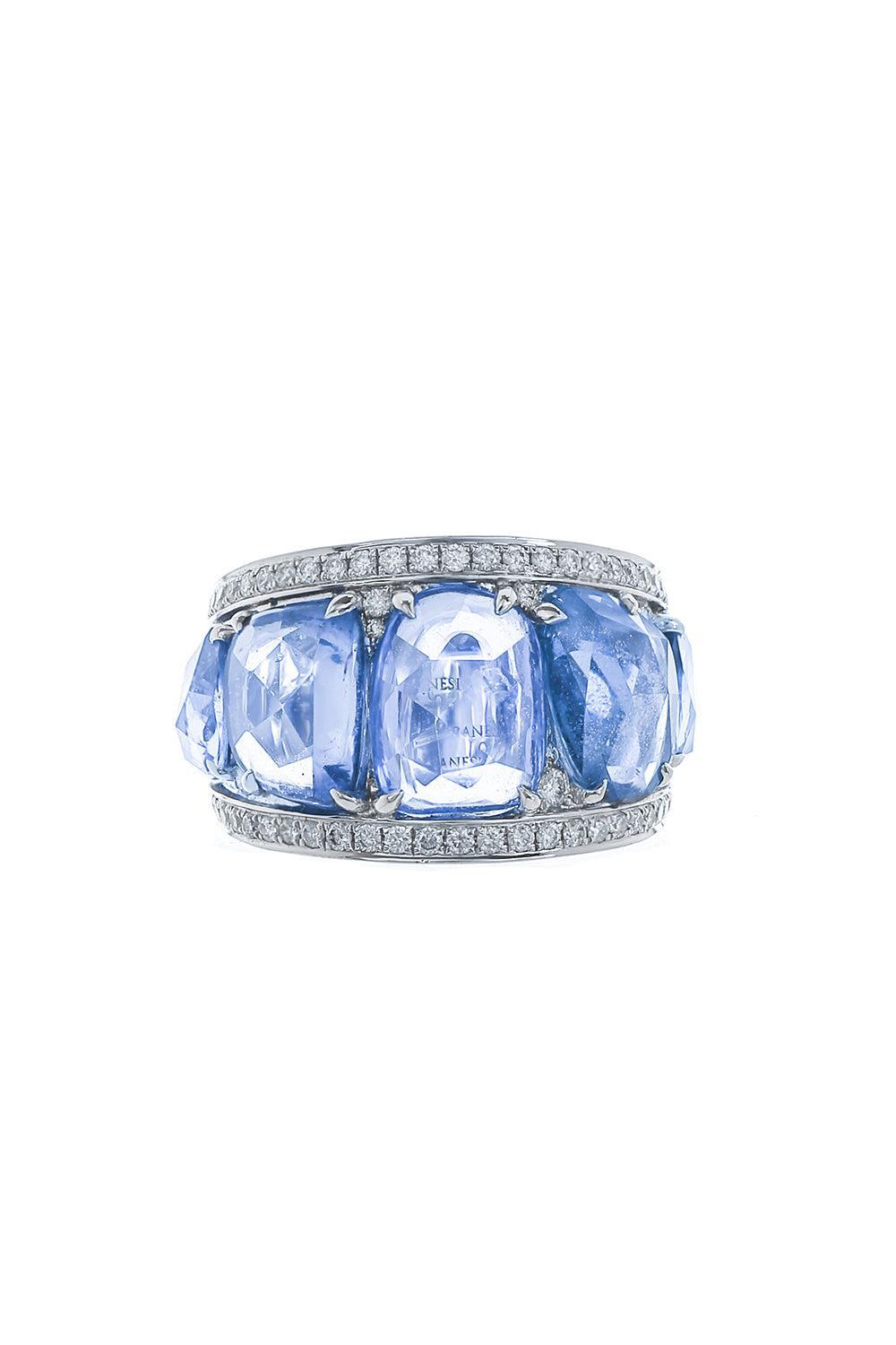 Fancy Shape Blue Sapphire Band-WHITE GOLD-6.5-JEWELRYFINE JEWELRING-PIRANESI