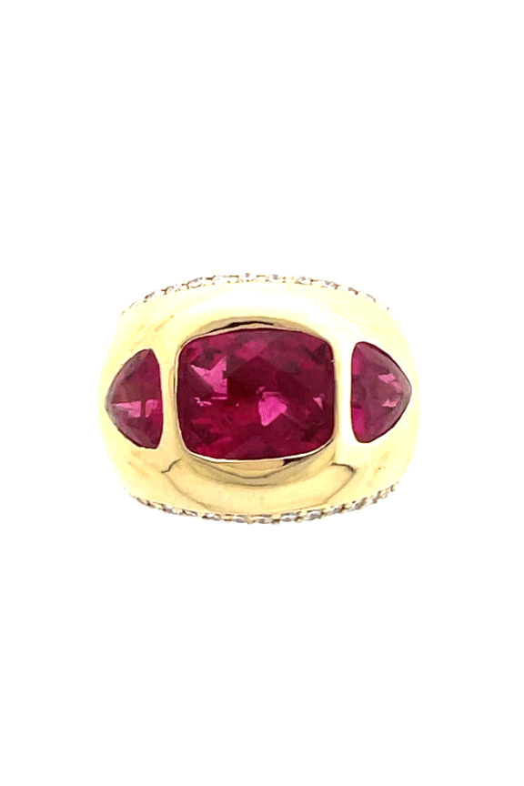 Tri Rubelite Ring-YELLOW GOLD-6-JEWELRYFINE JEWELRING-PIRANESI