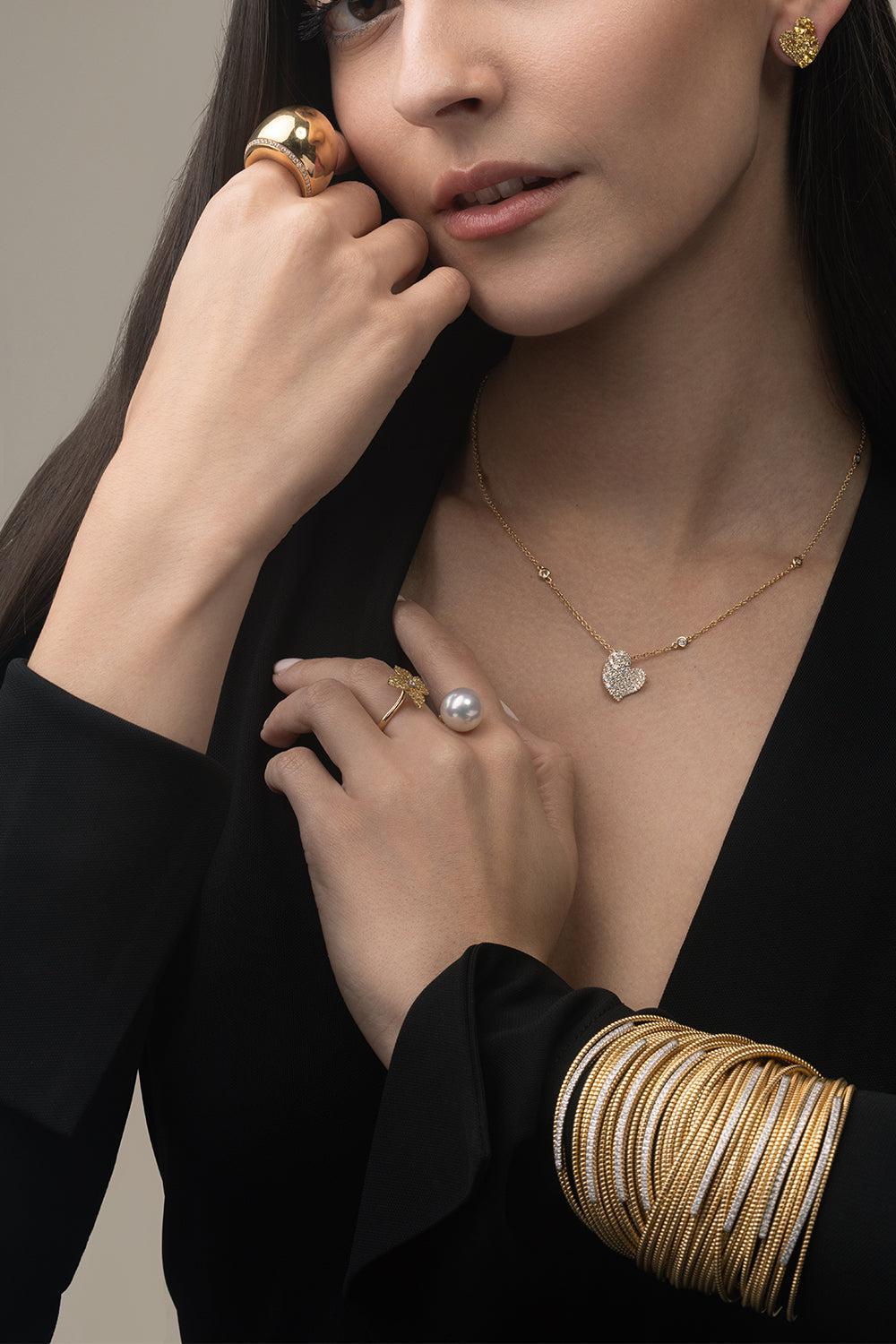 Yellow Sapphire Fiore Pearl Double Ring-YELLOW GOLD-6.25-JEWELRYFINE JEWELRING-PIRANESI