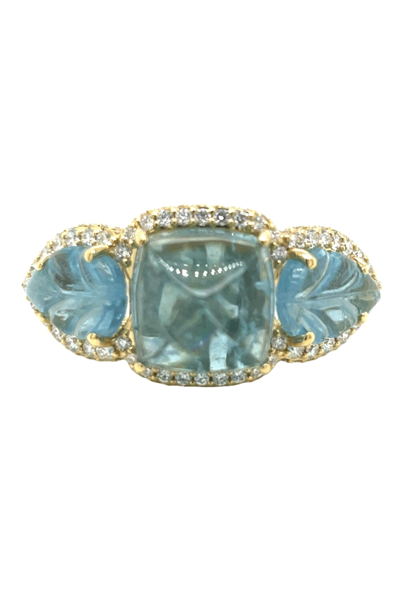 Aquamarine Sugarloaf Ring-YELLOW GOLD-6.5-JEWELRYFINE JEWELRING-PIRANESI