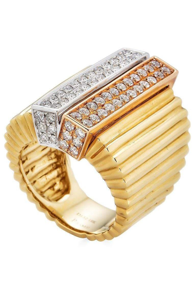 PIRANESI-Diamond Accordion Ring-YELLOW GOLD