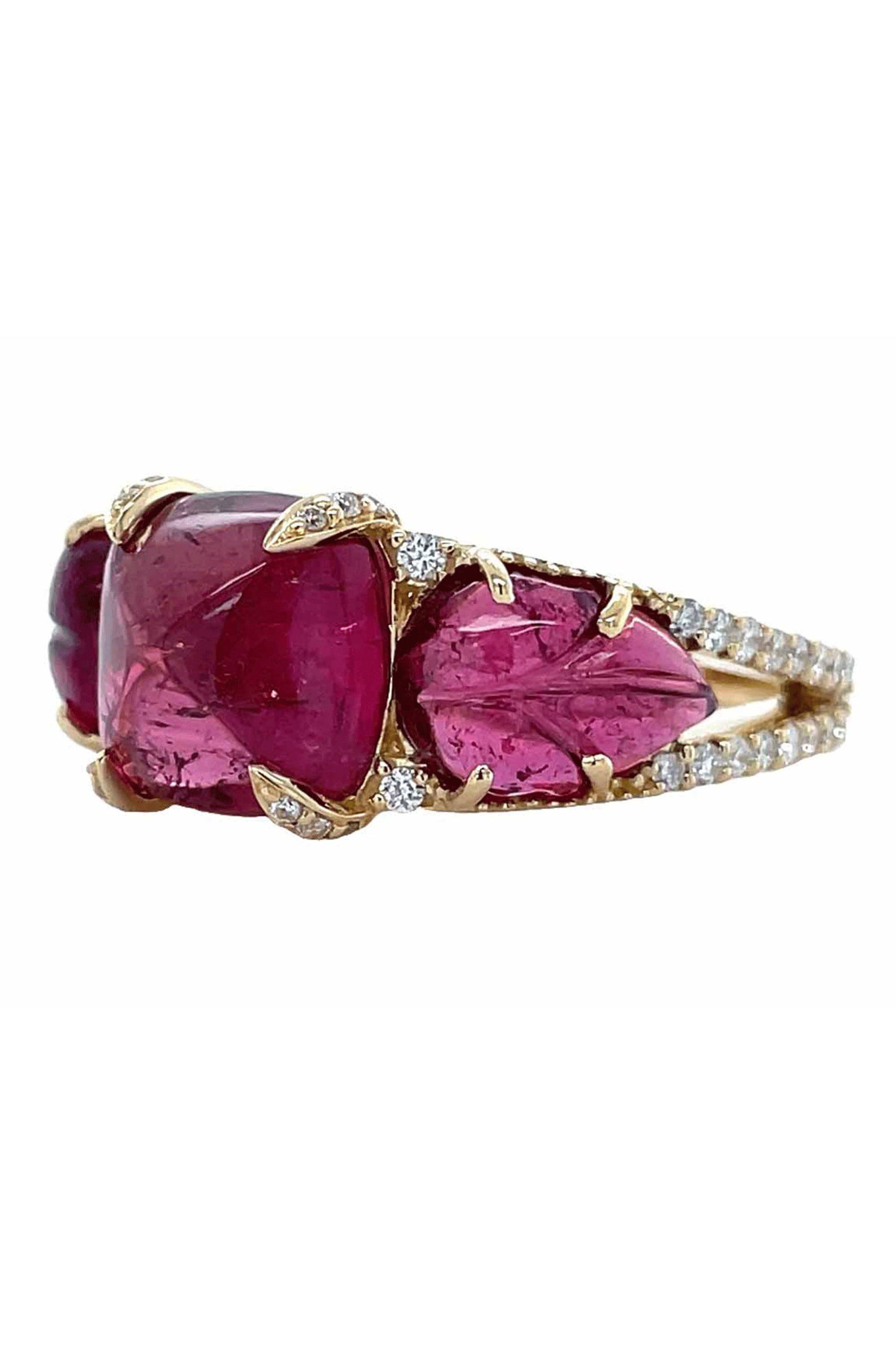 Pink Tourmaline Sugarloaf Ring-YELLOW GOLD-6.5-JEWELRYFINE JEWELRING-PIRANESI