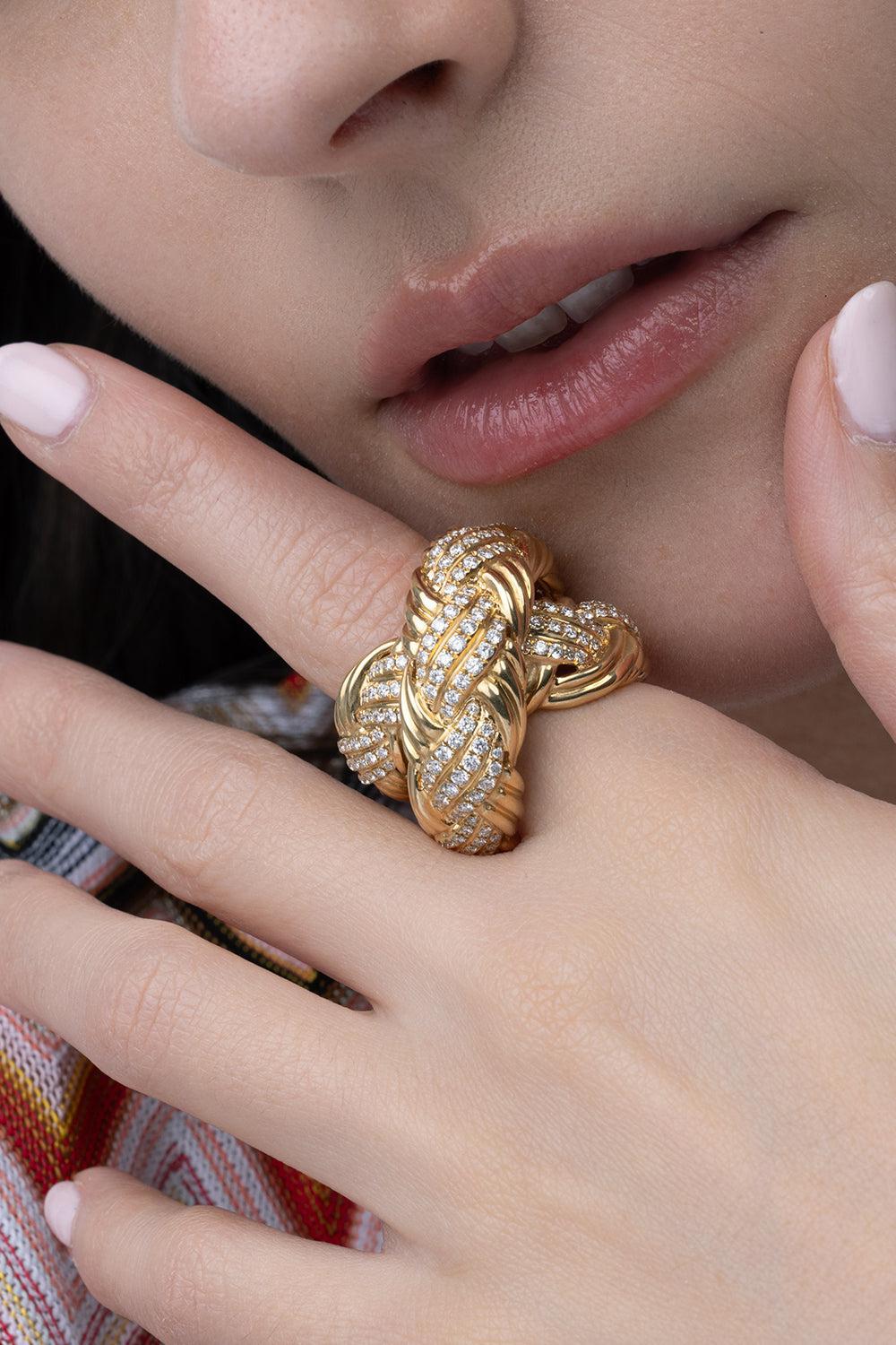 Diamond Knot Ring-YELLOW GOLD-6.75-JEWELRYFINE JEWELRING-PIRANESI