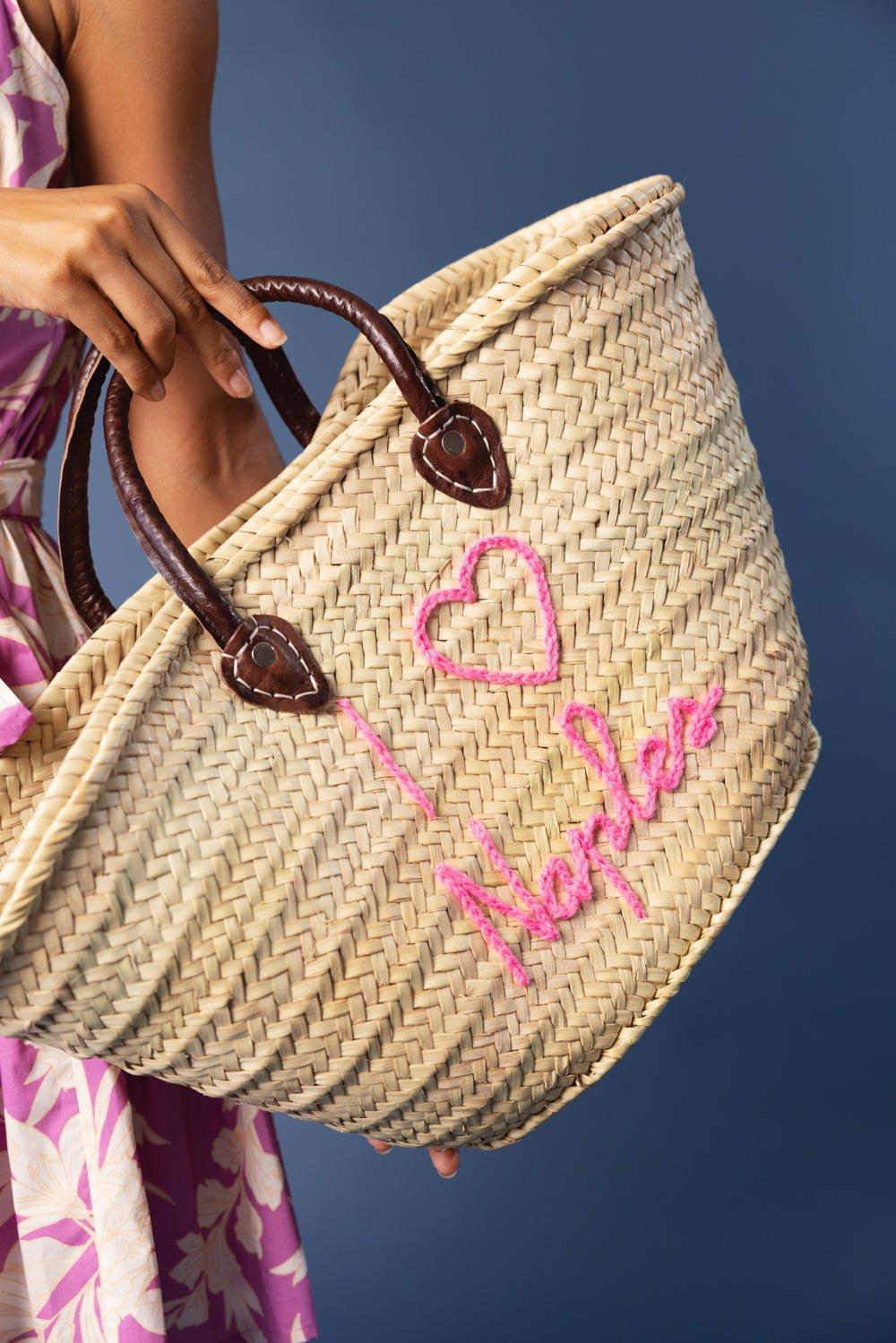 POOLSIDE-I Love Naples Tote-NAT/PINK