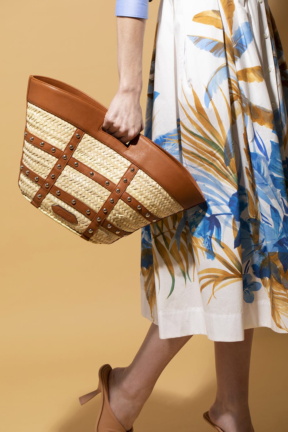 POOLSIDE-Medium Caged Tote-NATURAL