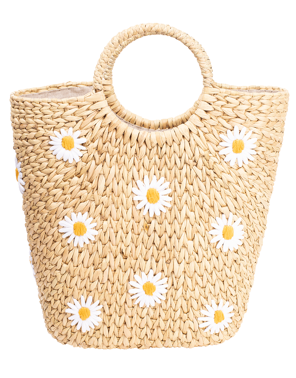POOLSIDE-Susan Daisy Basket Tote-NATURAL