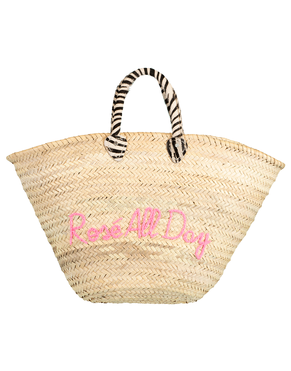 POOLSIDE-Rosé All Day Zebra Handle Tote-PNK/NAT