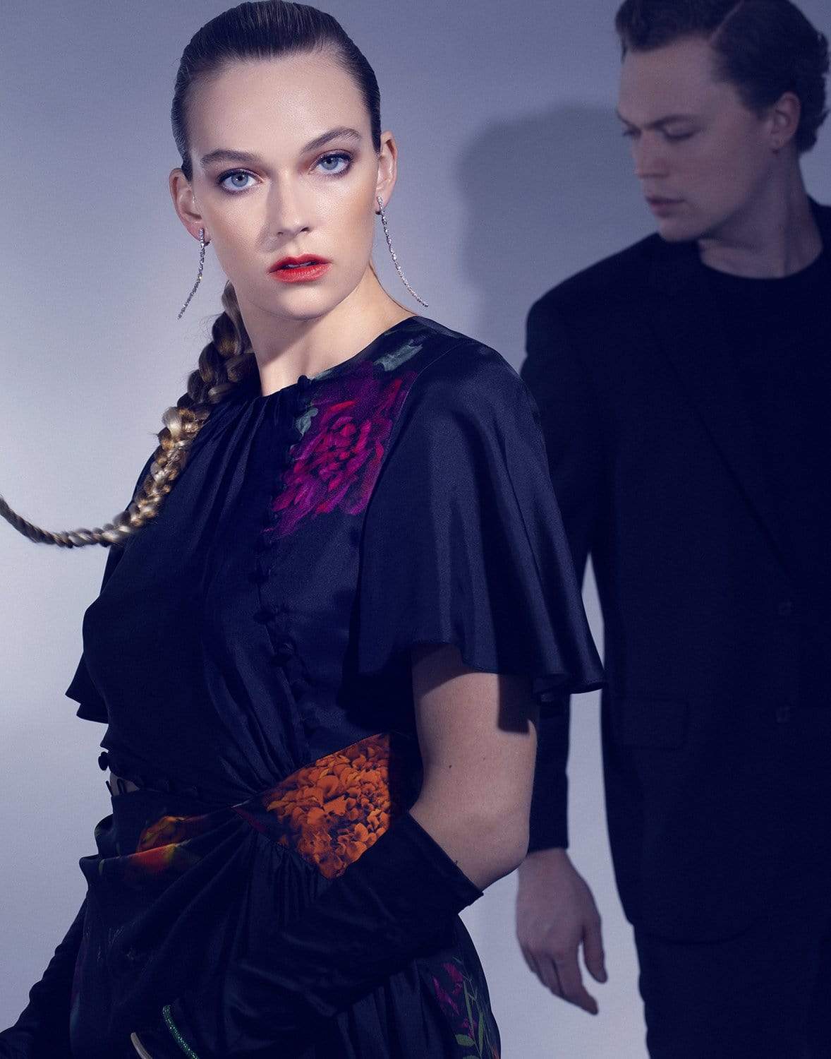 PRABAL GURUNG-Side Cut-Out Flutter Sleeve Dress-