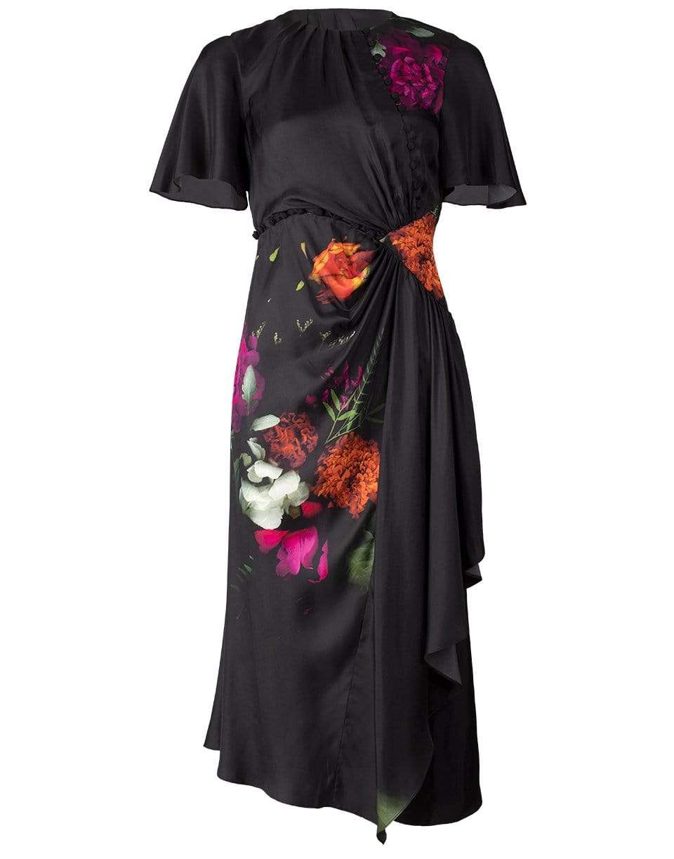 PRABAL GURUNG-Side Cut-Out Flutter Sleeve Dress-