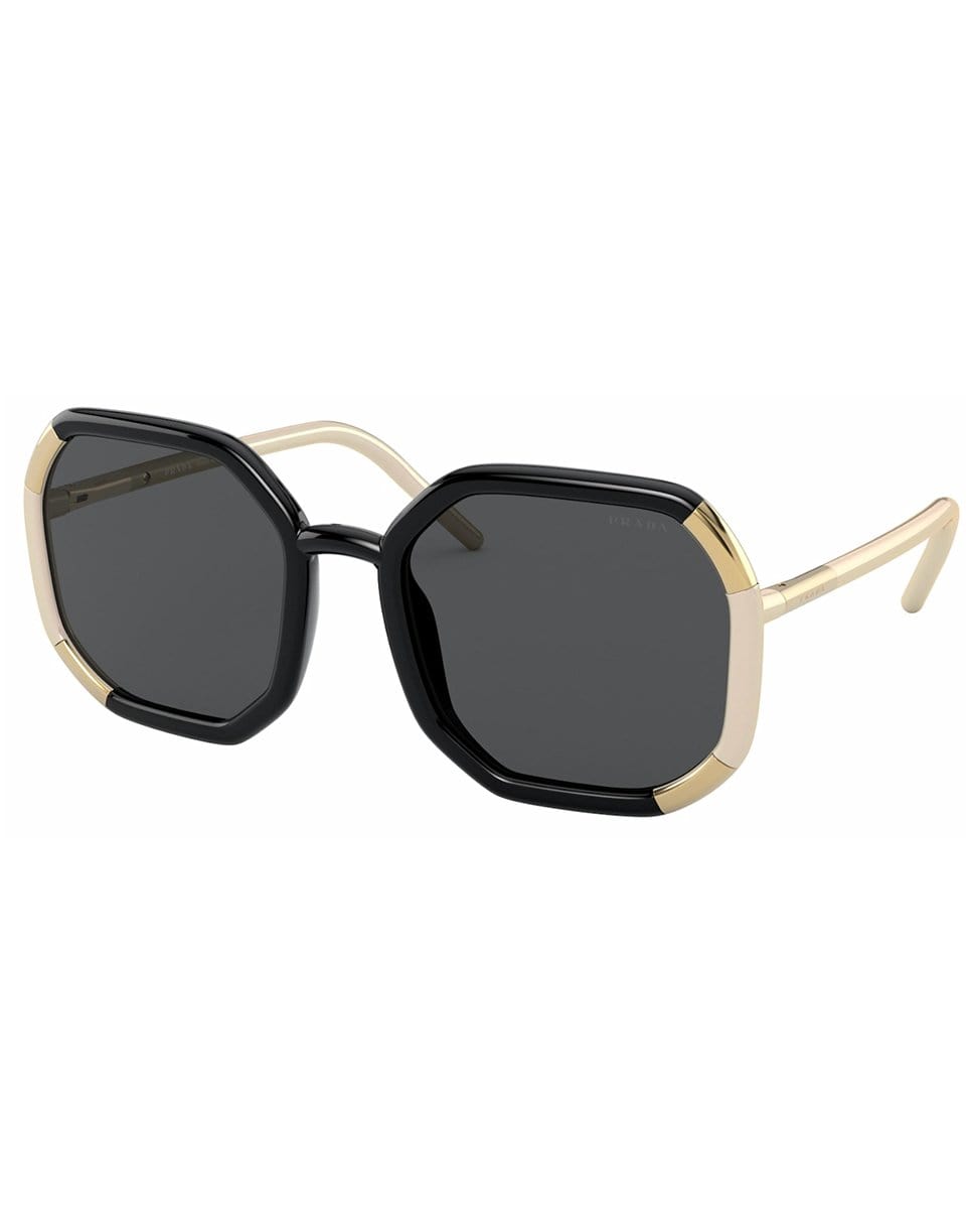 PRADA-Black and White Square Sunglasses-BLACK