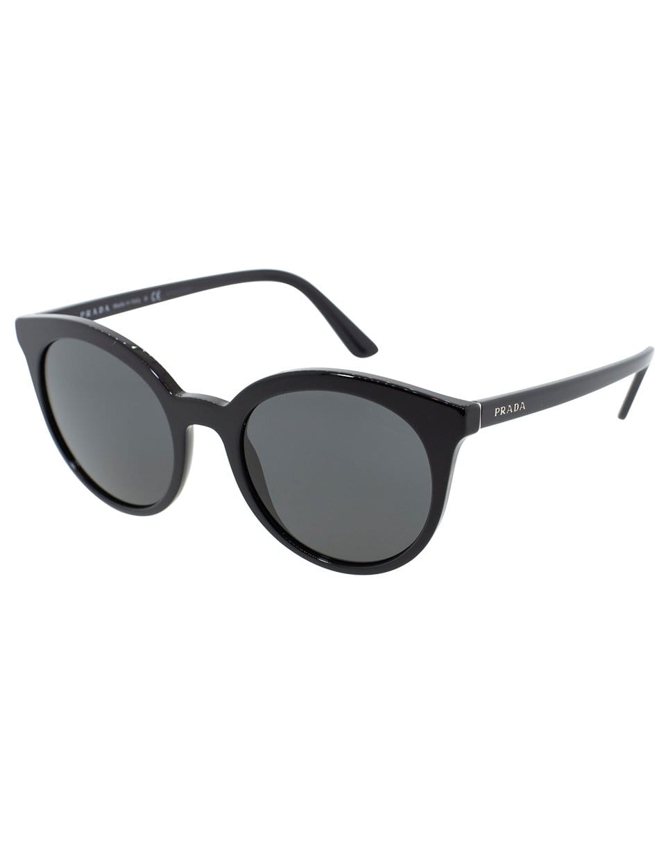 PRADA-Round Acetate Sunglasses-BLACK