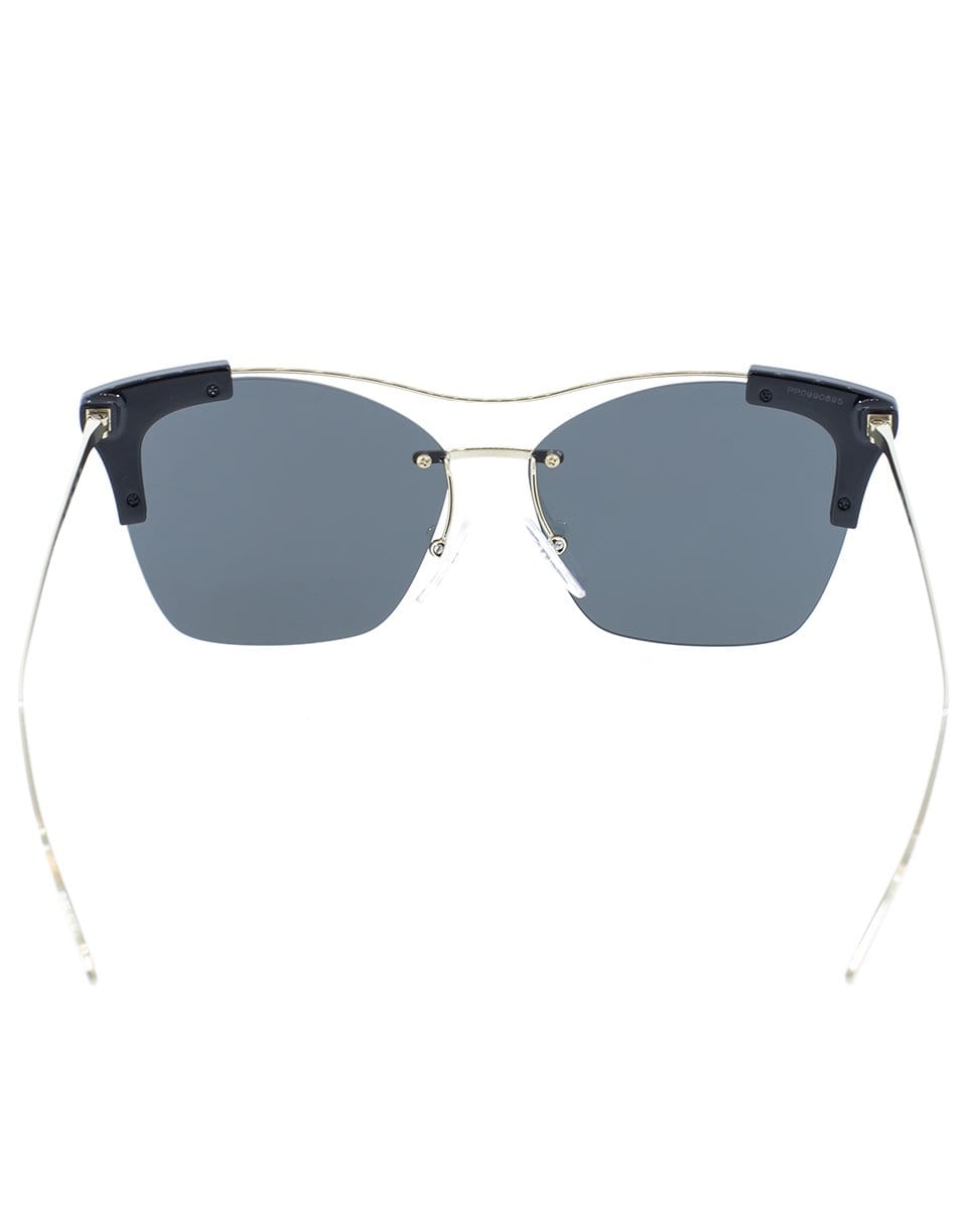 PRADA-Black Semi Rimless Sunglasses-BLK/GLD