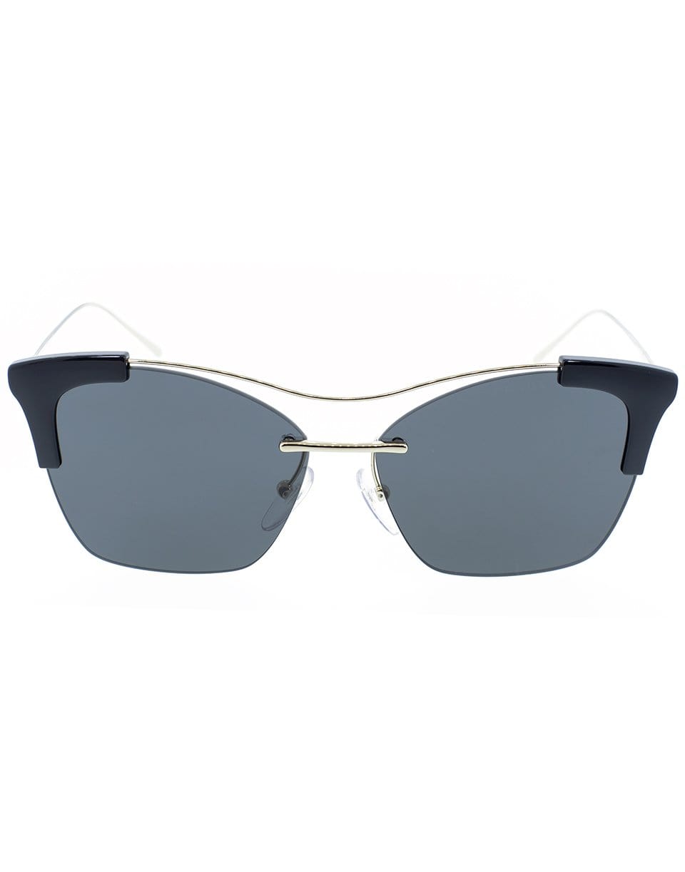 PRADA-Black Semi Rimless Sunglasses-BLK/GLD