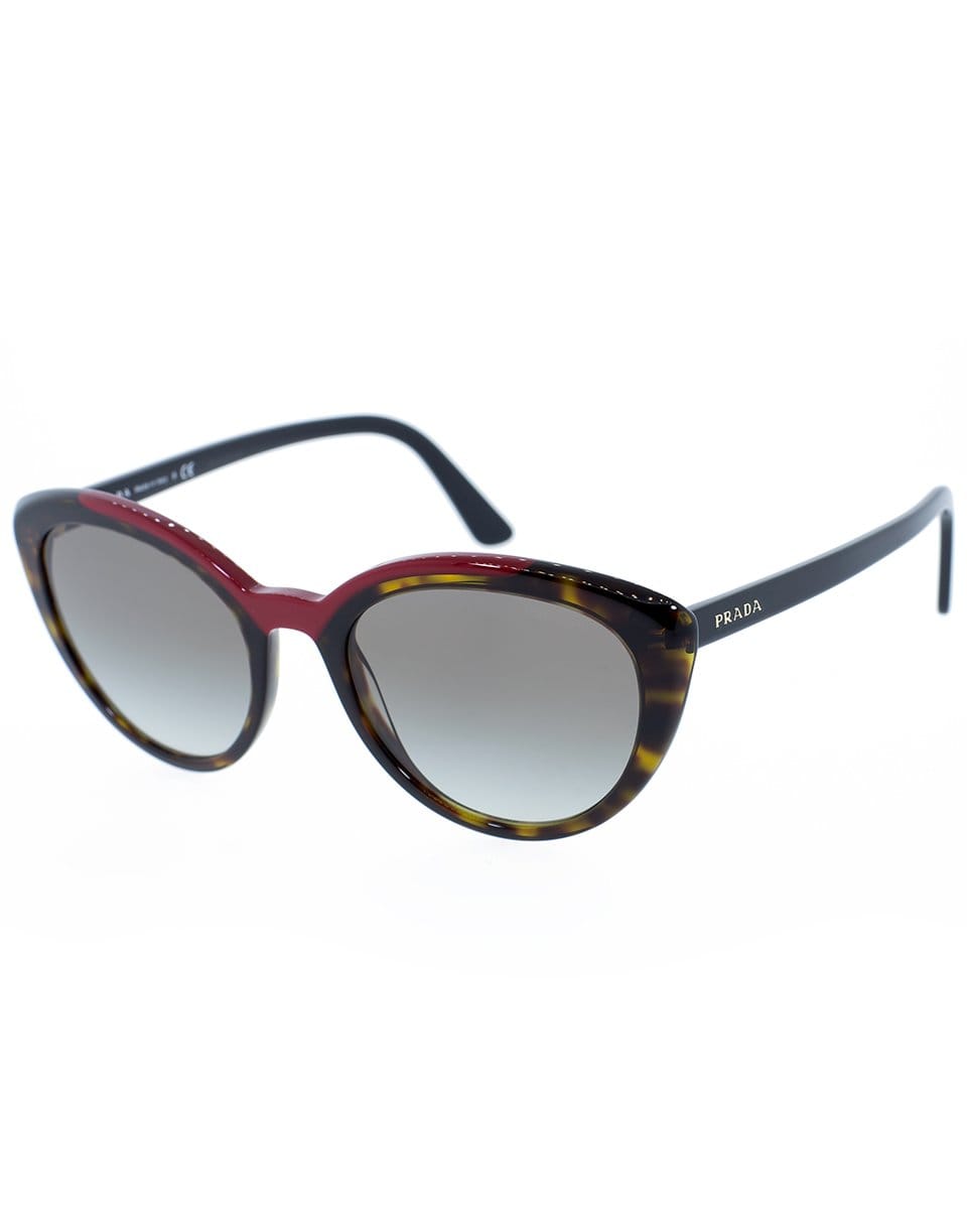 PRADA-Red and Tortoise Slim Cat Eye Sunglasses-RED