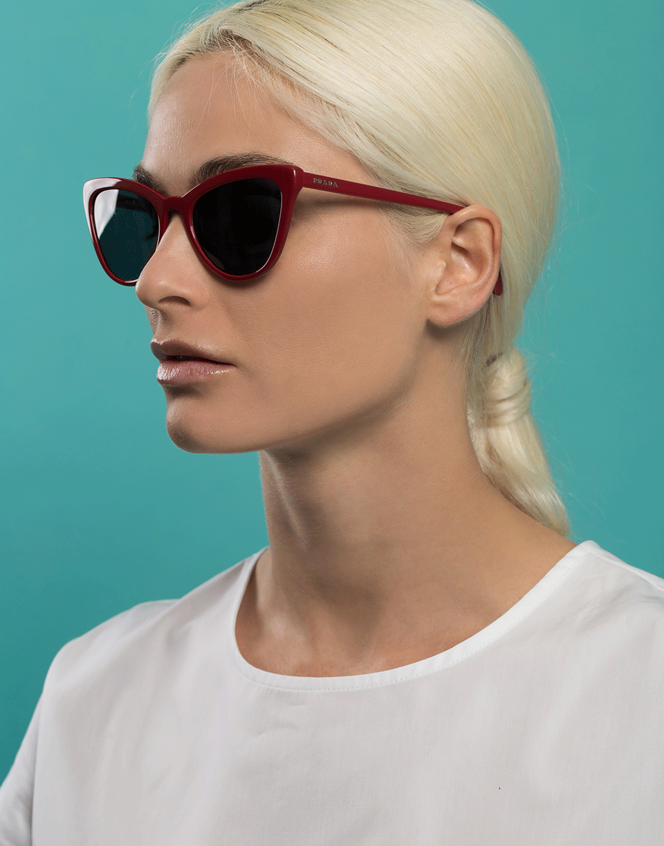 PRADA-Red Catwalk Cat Eye Sunglasses-RED