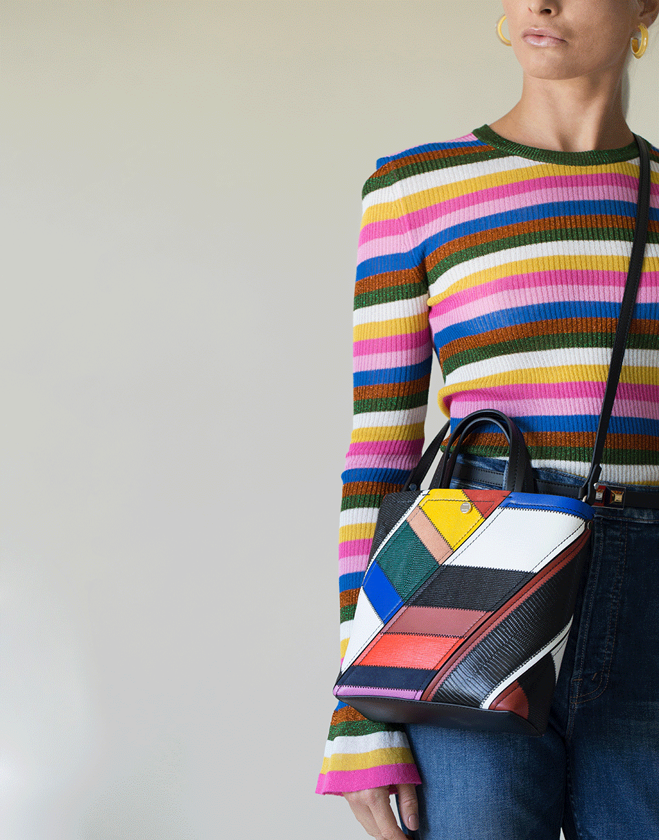 PROENZA SCHOULER-Patchwork Small Hex Tote-BLK/MULT