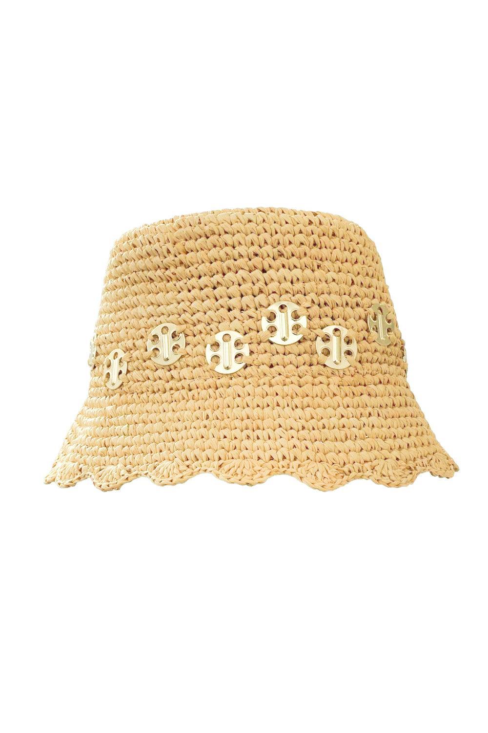 RAFFIA BUCKET HAT-SHNY BGE-56-ACCESSORIEHEADWEAR-RABANNE