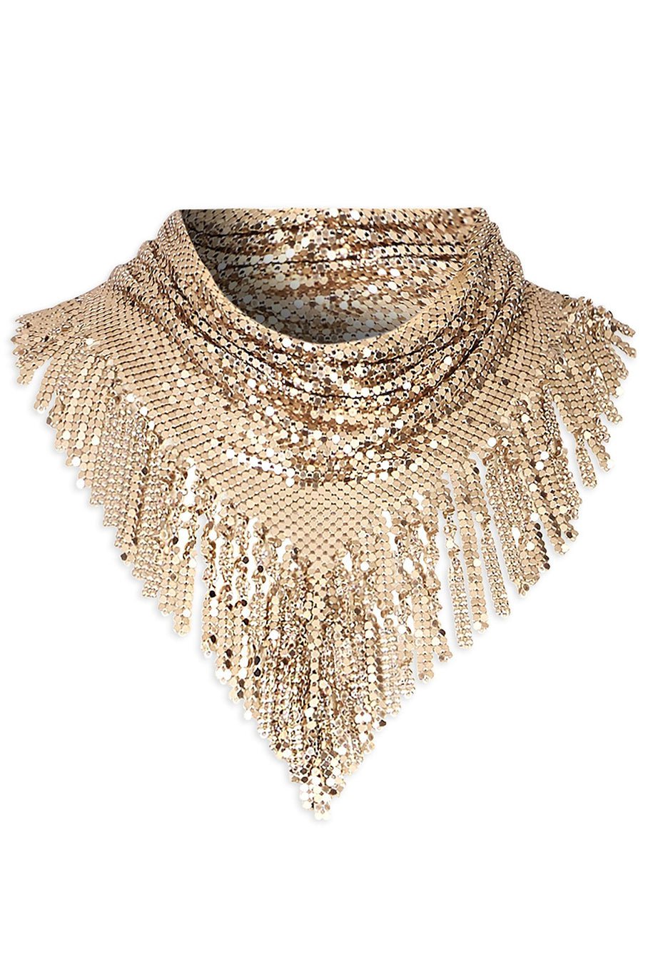 RABANNE-Light Gold Pixel Scarf-LT GOLD