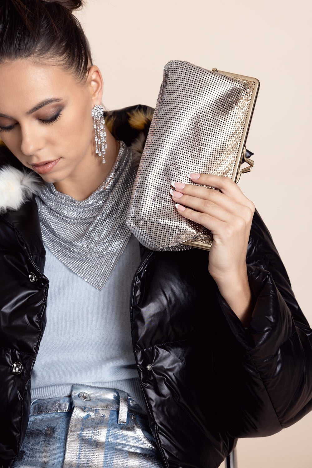 RABANNE-Faux Fur Puffer Jacket-