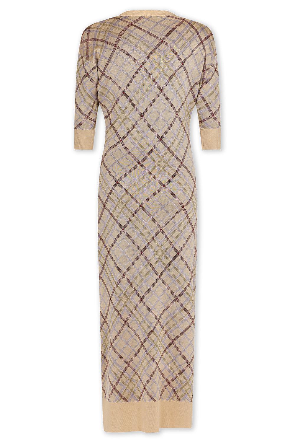 CHECKERED DRESS WITH LONG CARDIGAN-BGECHECK-XS-CLOTHINGDRESSCASUAL-RABANNE