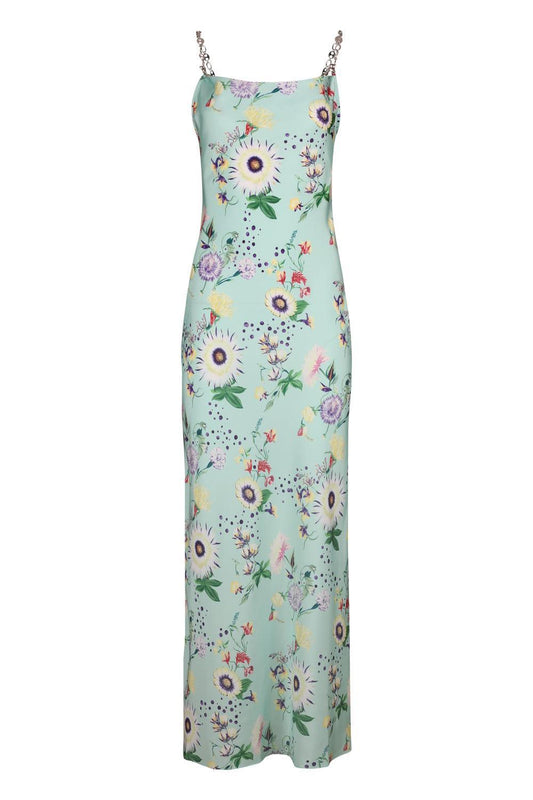 Floral Chain Detail Slip Dress-FLORAL-34-CLOTHINGDRESSCASUAL-RABANNE