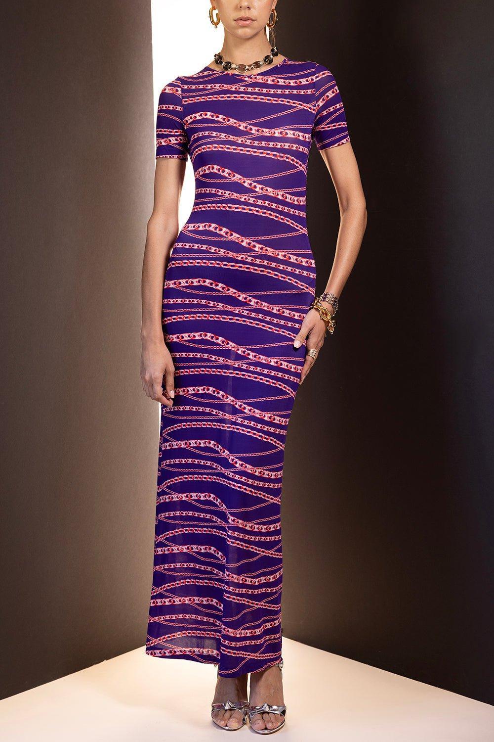 RABANNE-Short Sleeve Maxi Dress-