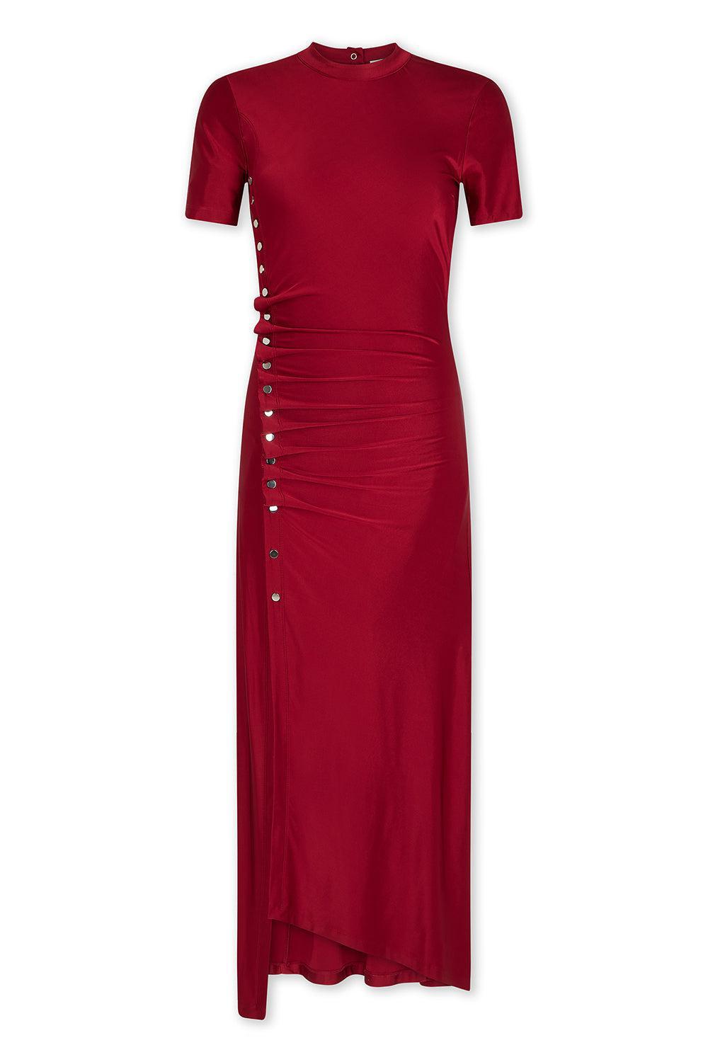 RUCHED BUTTONED MIDI DRESS-SCRLT RD-36-CLOTHINGDRESSCASUAL-RABANNE
