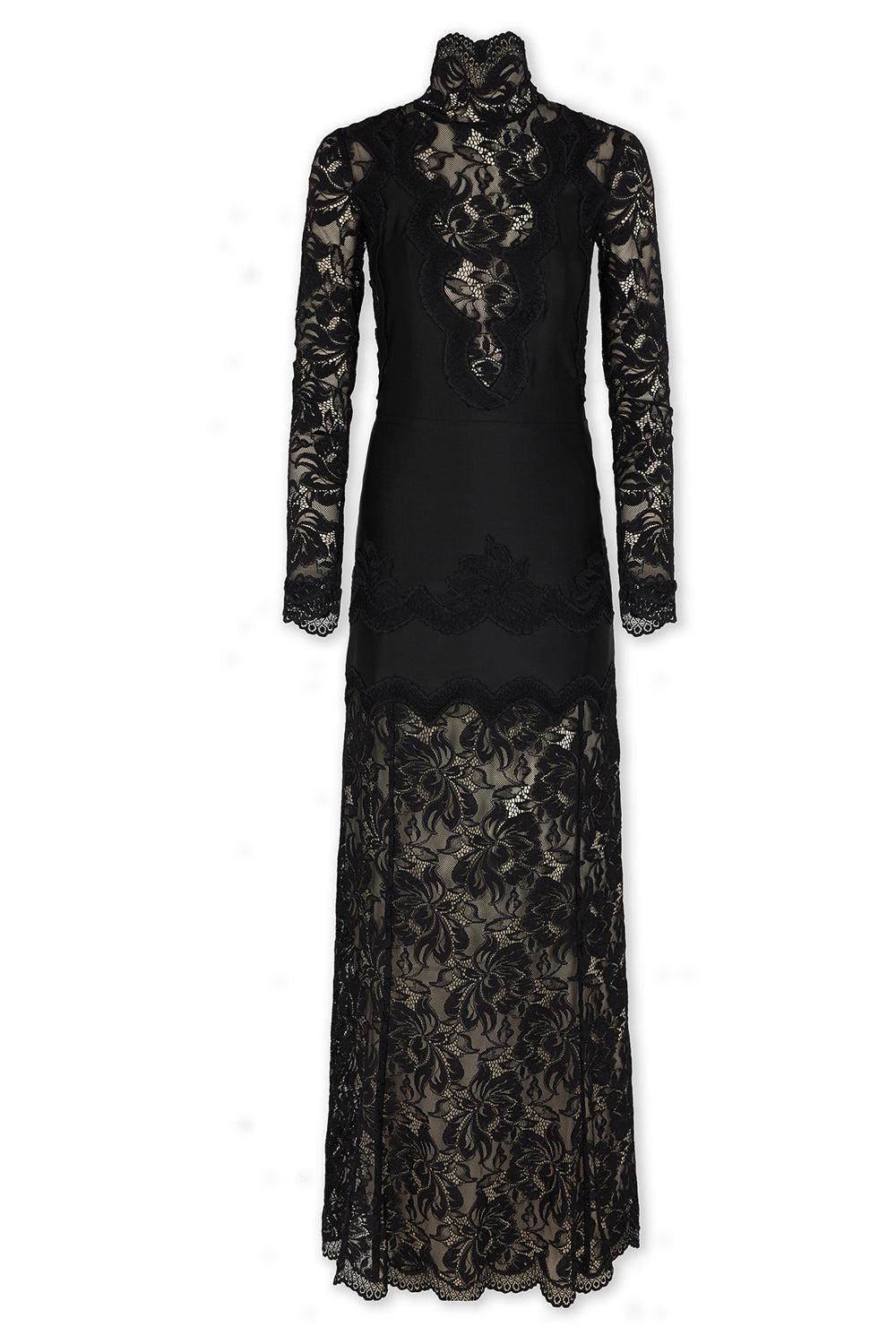 Long Sleeve High Neck Dress-BLACK-36-CLOTHINGDRESSCOCKTAIL-RABANNE