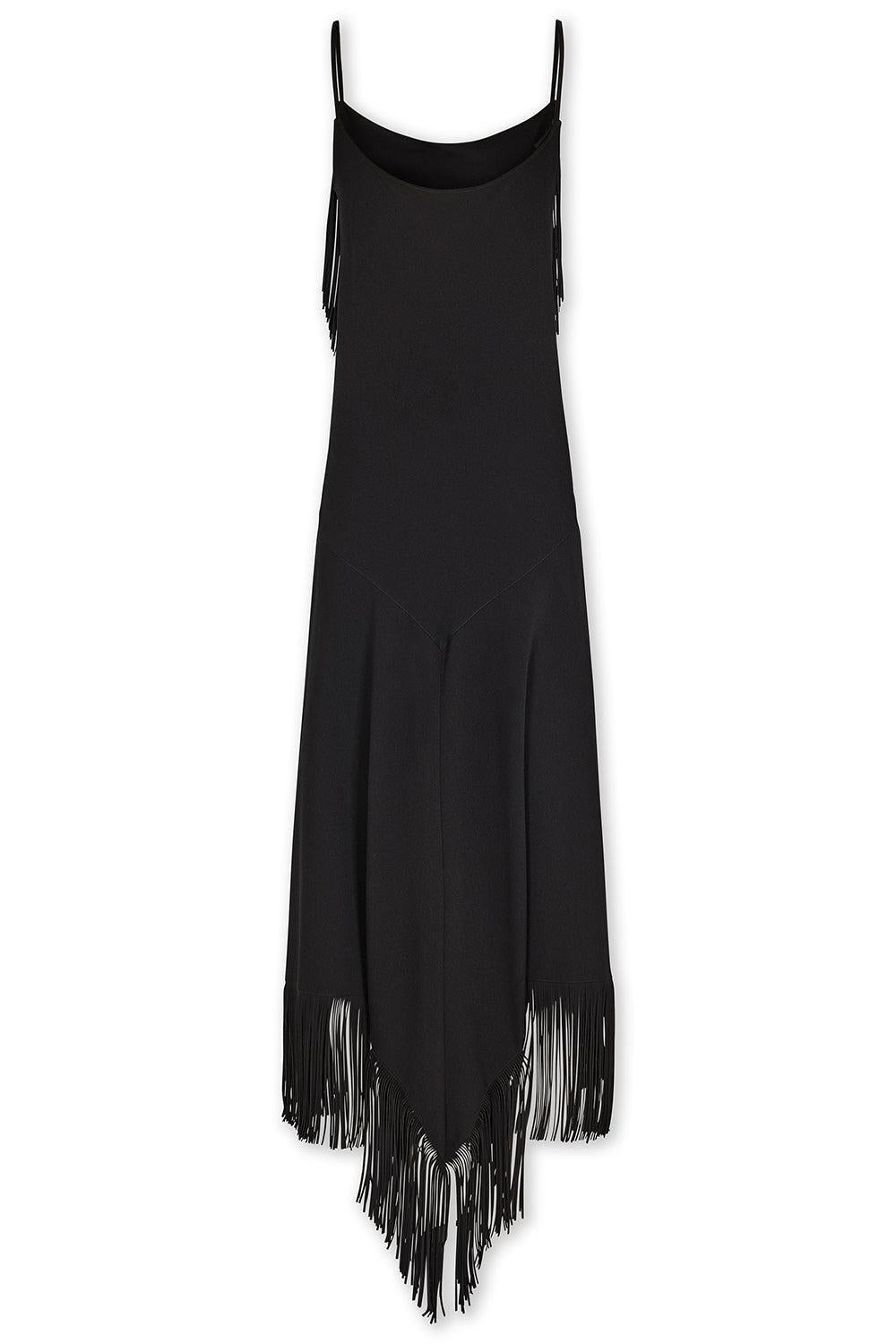SLEEVELESS FRINGE MIDI DRESS-BLACK-36-CLOTHINGDRESSCOCKTAIL-RABANNE