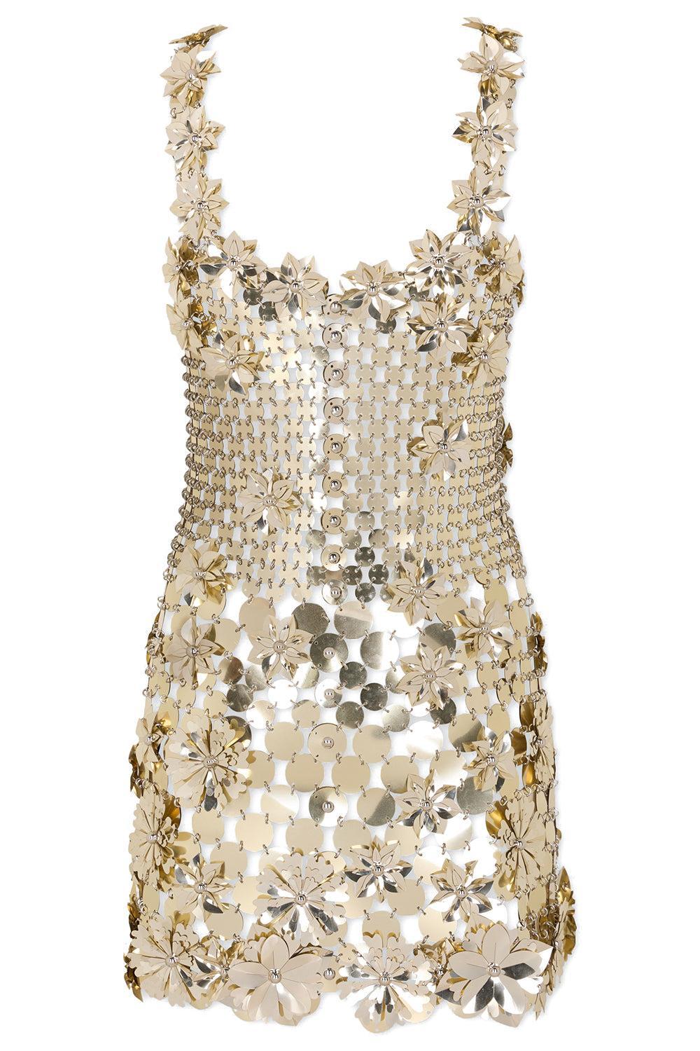 Sleeveless Sequin Mini Drsss-GOLD-38-CLOTHINGDRESSCOCKTAIL-RABANNE