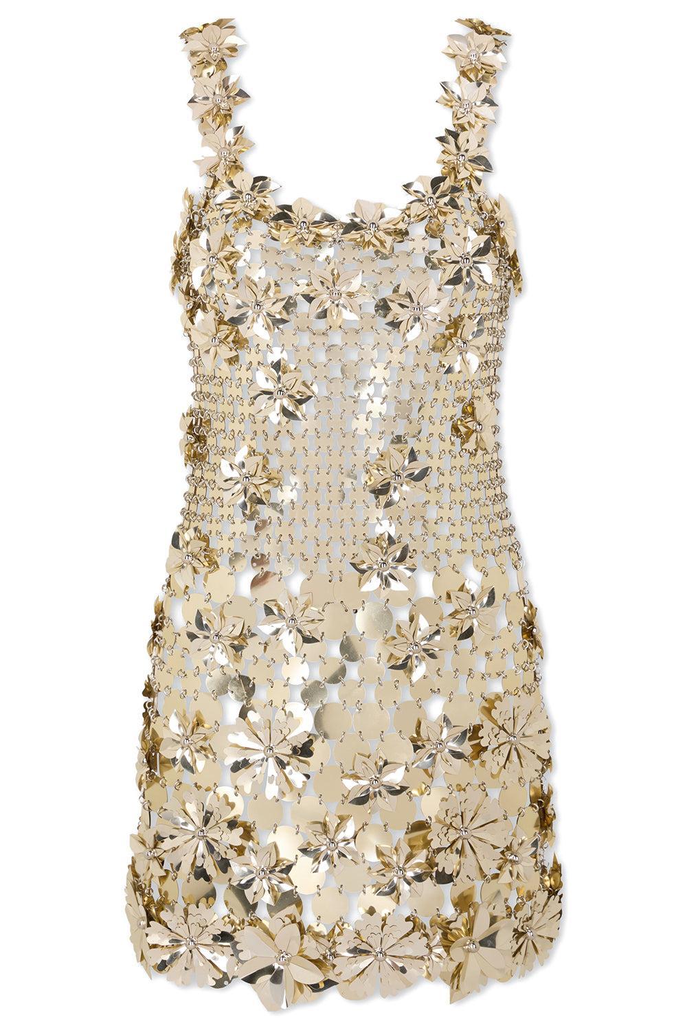Sleeveless Sequin Mini Drsss-GOLD-38-CLOTHINGDRESSCOCKTAIL-RABANNE