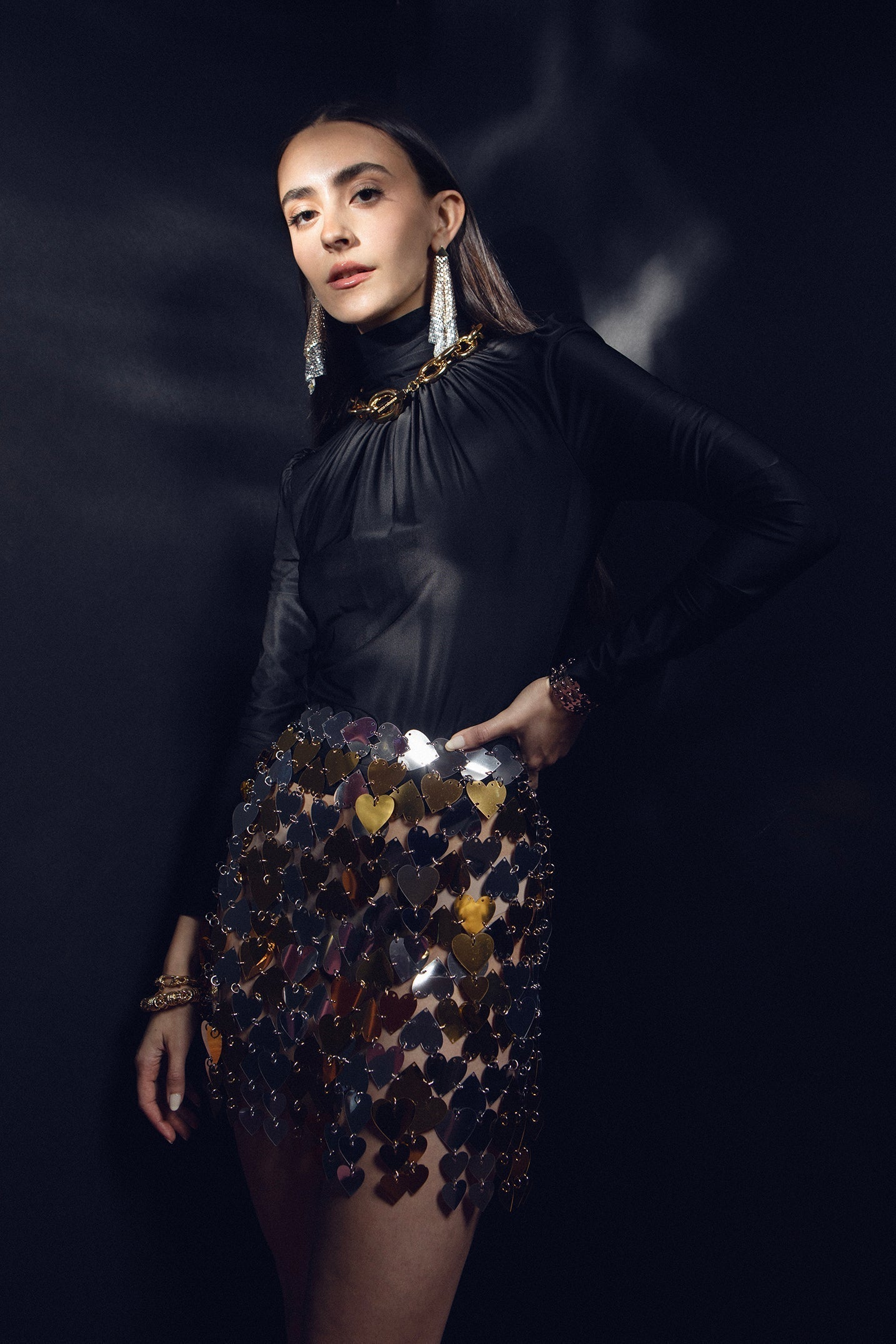RABANNE-Sequin Mini Skirt-