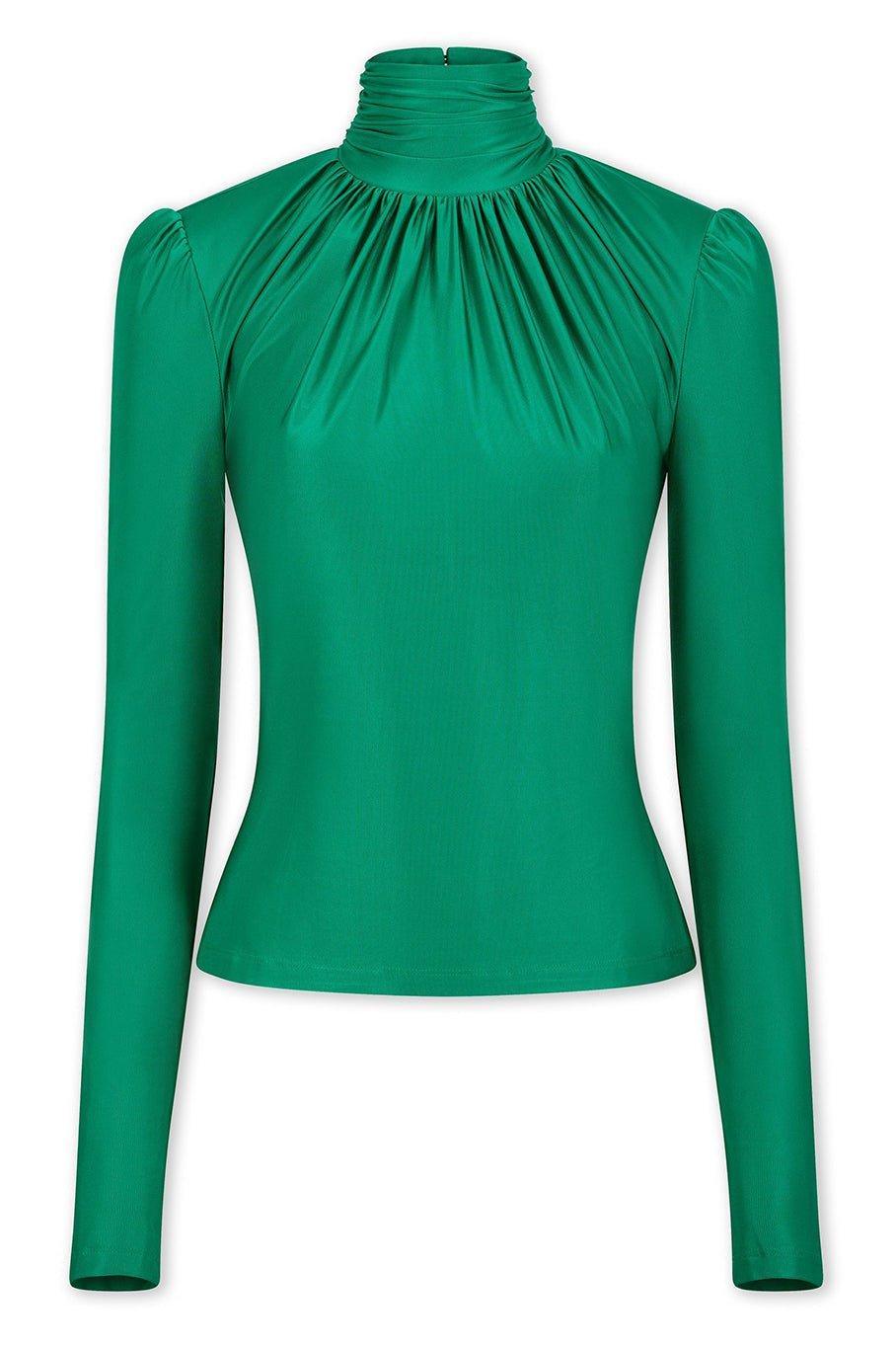 RABANNE-Gathered Turtleneck - Emerald-