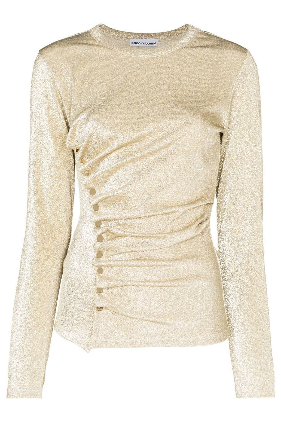 RABANNE-Side Ruched Shimmer Top-