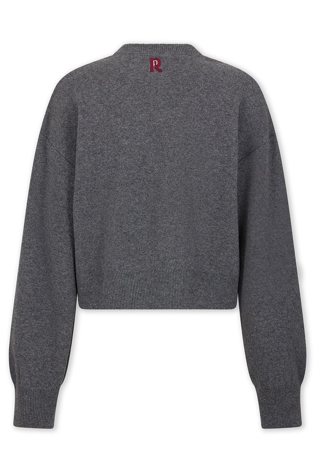 EMBROIDERED CREWNECK CARDIGAN-DK GREY-XS-CLOTHINGTOPCARDIGAN-RABANNE