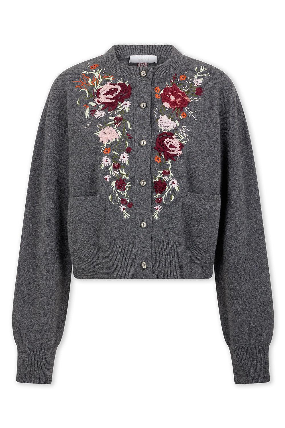 EMBROIDERED CREWNECK CARDIGAN-DK GREY-XS-CLOTHINGTOPCARDIGAN-RABANNE