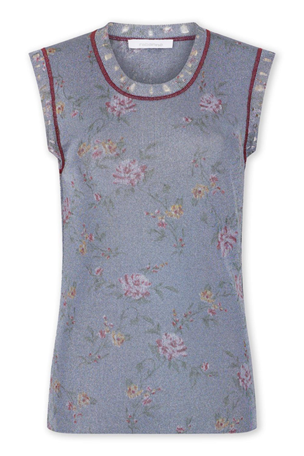 SLEEVELESS FLORAL TANK TOP-LIGHT BLUE-XS-CLOTHINGTOPKNITS-RABANNE