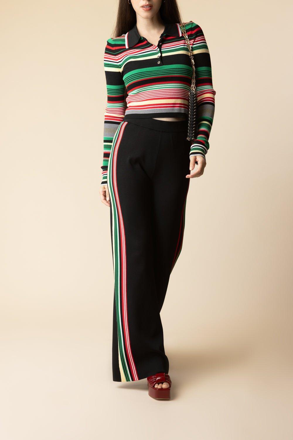 RABANNE-Long Sleeve Striped Pullover-