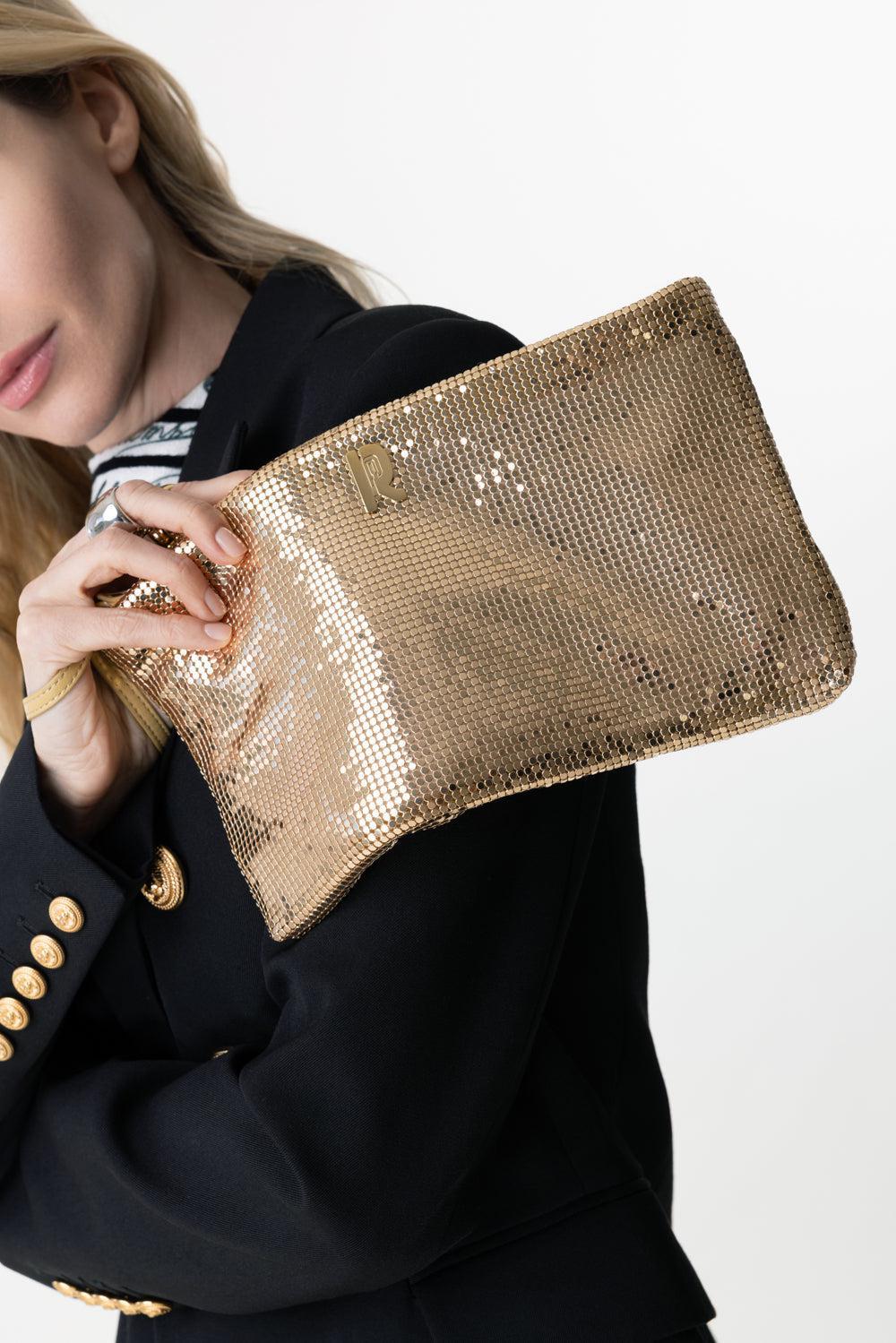 METALLIC WRISTLET CLUTCH - GOLD-GOLD-O/S-HANDBAGCLUTCHES-RABANNE