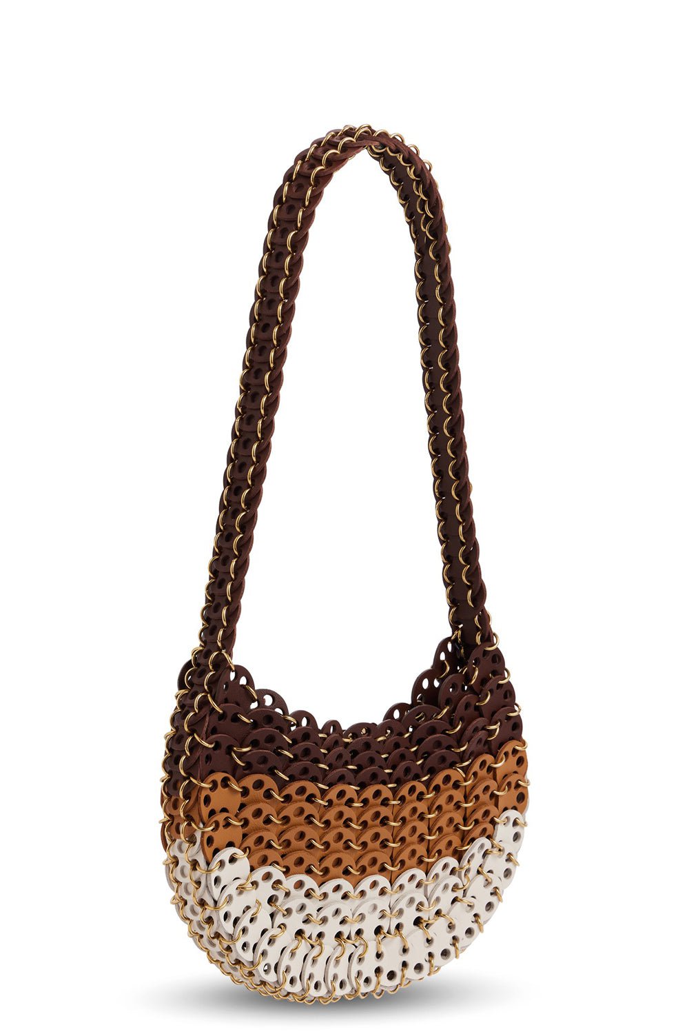 RABANNE-1969 Moon Bag-BROWN/OFF WHITE/LIGHT