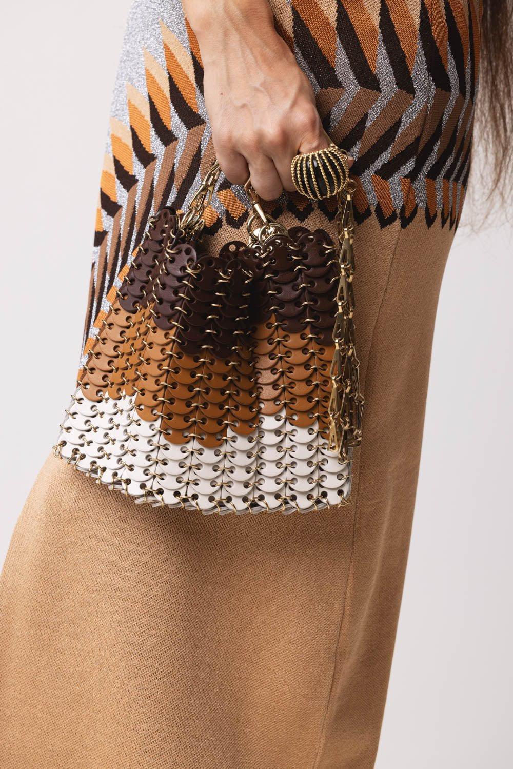 RABANNE-Iconic1969 Bag - Brown Shades-BROWN/OFF WHITE/LIGHT