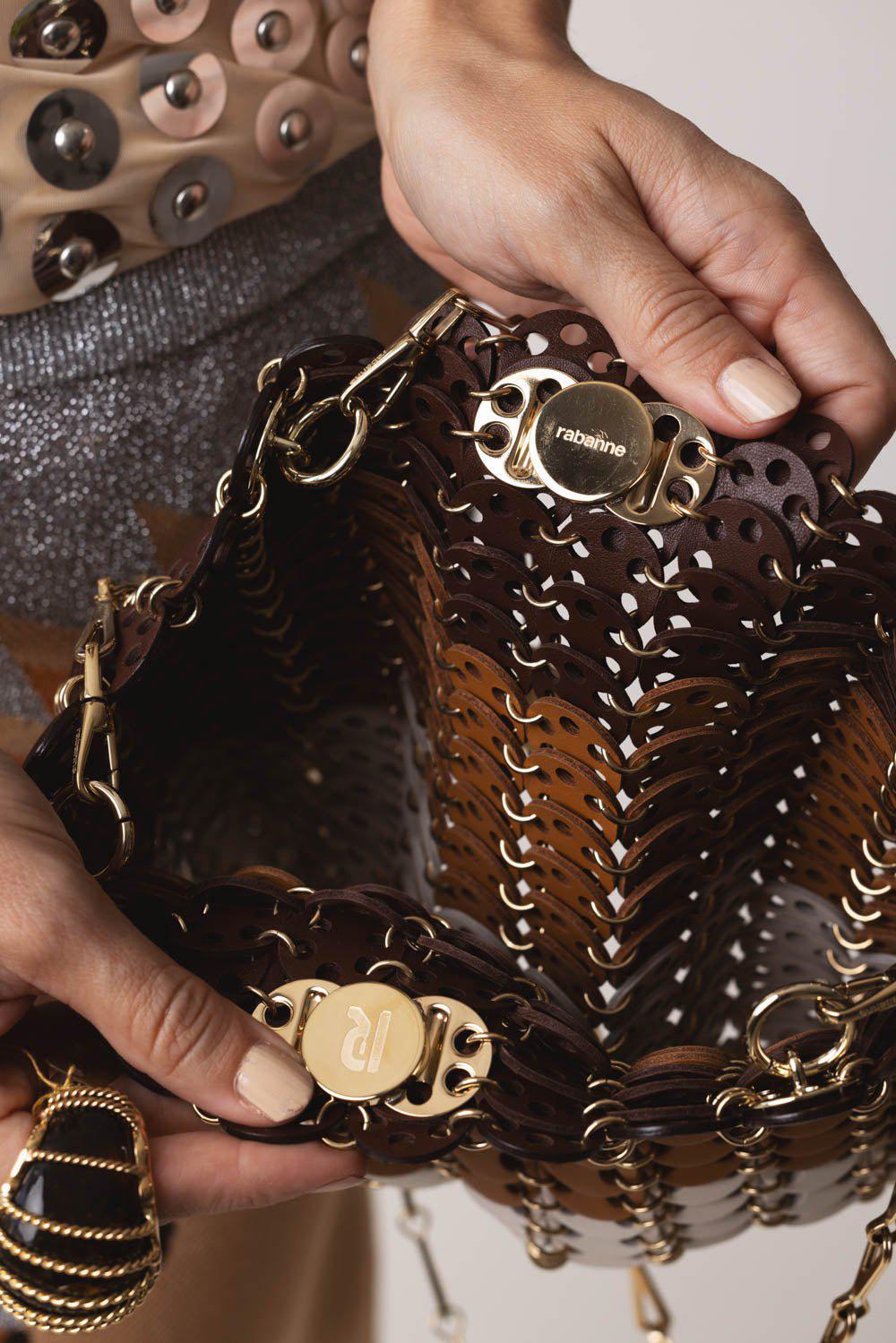 RABANNE-Iconic1969 Bag - Brown Shades-BROWN/OFF WHITE/LIGHT