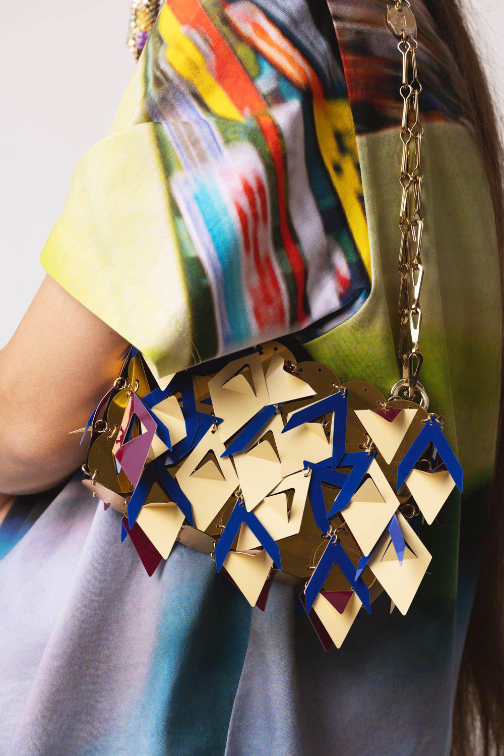 RABANNE-Sparkle Nano Bag - Blue Gold-CREAM/RED/BLUE/GOLD