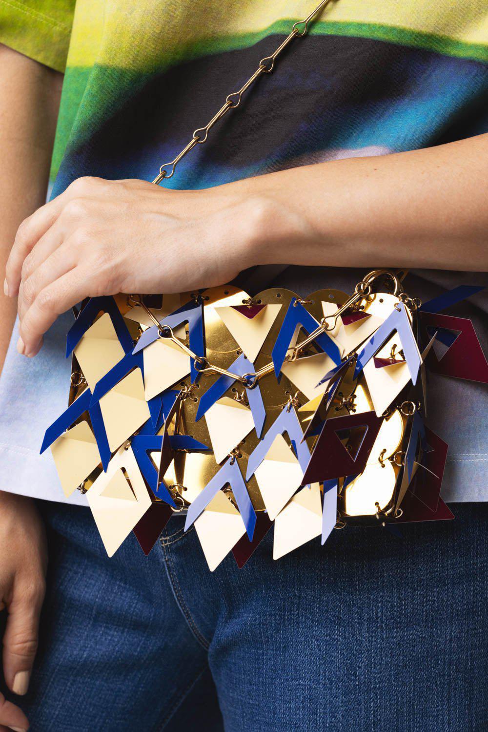 RABANNE-Sparkle Nano Bag - Blue Gold-CREAM/RED/BLUE/GOLD